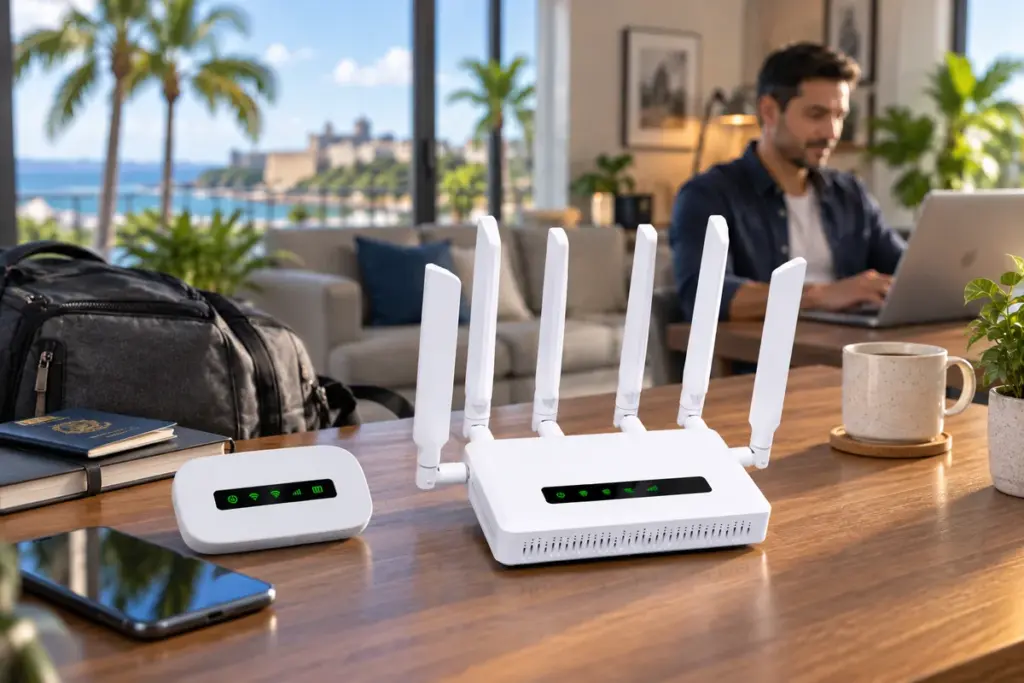 Comparativa de router 5G de alta potencia y dispositivo WiFi portatil de bolsillo MiFi