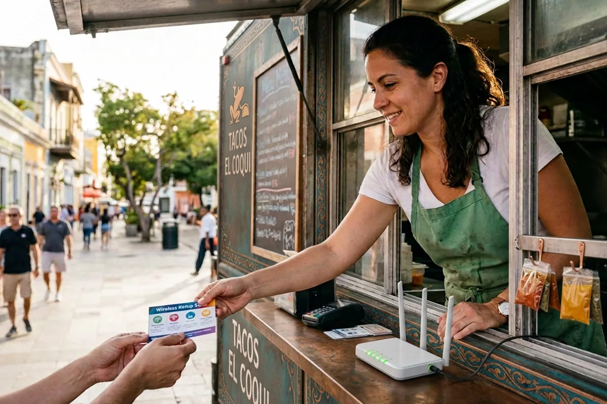 Punto de venta en food truck de Puerto Rico conectado a internet inalambrico prepago