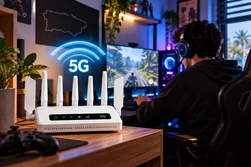 Router 5G de PRtronics conectado a red de datos moviles ilimitados en Puerto Rico